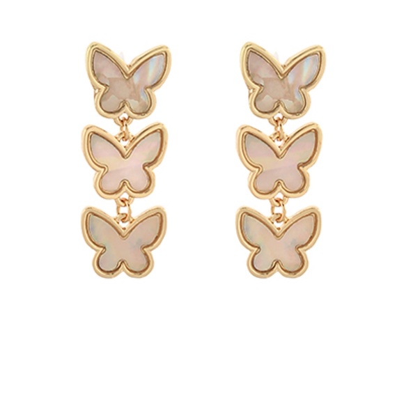 Linear MOP Butterfly Earrings - Picture 1 of 2